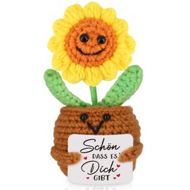 WenmthG Thank You Gift Positive Sunflower German Lucky Charm, Thank You Gifts for Friends, Colleagues and Family Knitted Sunflower Positive Potato German Replacement