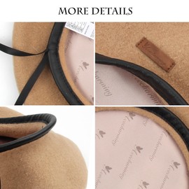 Acecharming Women Classic Wool Beret - French Style Beret Hat with Adjustable Fit, Soft, Breathable & Stylish in Multiple Colors for Year-Round Wear (Camel)