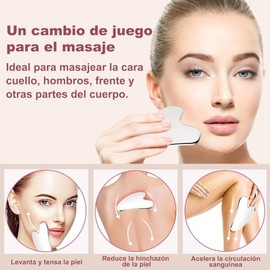 2 Piezas Herramienta Facial Gua Sha,Herramienta de masaje de acero inoxidable Guasha,Herramienta de Guasha Facial,Gua Sha Board para Masaje Facial Antienvejecimiento,Cuidado de la Piel/Masaje Facial