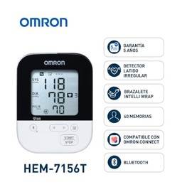 OMRON Baumanómetro digital de brazo 7156T con Bluetooth y brazalete Intelli Wrap