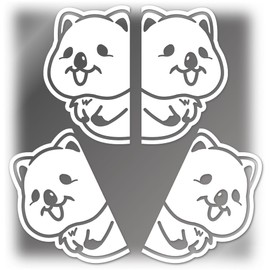 [Tamiya] Kuokka Wallabie Hyokkori Cutting Stickers World's Happiest Animals Weatherproof Waterproof Japanese Stickers Bike Car Stickers (White, Set of 4)