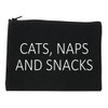 Cats Naps And Snacks Cat Lover Cosmetic Makeup Bag Black
