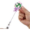 Pink Retractable Badge Reel, Colorful Flower ID Badge Holder, Name