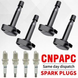 CNPAPC 4pcs Ignition Coils + Spark Plugs Fit For 2001-2005 Honda Civic Acura 1.7L UF242