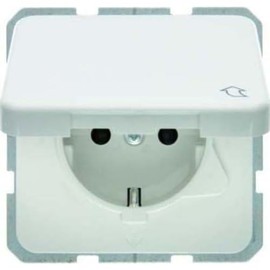 Berker 471509 Steckdose SCHUKO with hinged lid Flush-mounted splash-protected IP44 polar white, glossy