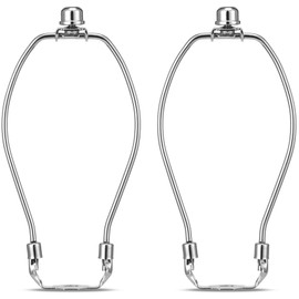 7 Inch Lamp Shade Holder Kit with Solid Lamp Finial Caps, 2 Set [Heavy Duty] Lamp Harp Holder with 3/8 Standard Saddle for Table and Floor Lamps (Nickel)