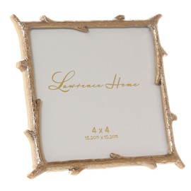 Lawrence Frames Metal Picture Frame, Natural Branch Design, Gold, 4x4