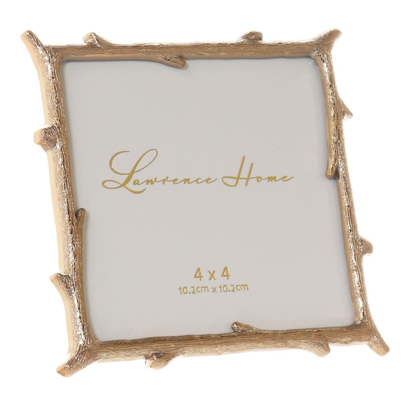 Lawrence Frames Metal Picture Frame, Natural Branch Design, Gold, 4x4