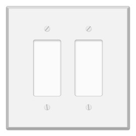 2-Gang Oversized White Metal Rocker Switch Wall Plate – 5.5" x 5.5" Jumbo GFCI Outlet Cover, Heavy-Duty Corrosion-Resistant Steel with Matching Screws for Electrical Boxes, Universal Fit, Made in USA