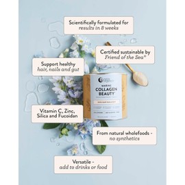 Nutra Organics Beauty Marine Collagen Powder 225 g | Premium Naticol® Collagen & Vitamin C | Plump Skin Wrinkle, Support Elasticty and Hydration, Healthy Hair & Nail Support (37 Serves)