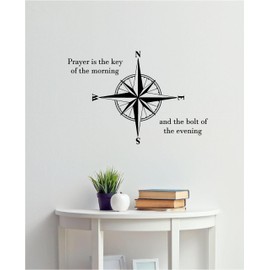 Prayer is The Key of The Morning and The Bolt of The Evening Nautical Vinyl Saying Wall Art Inspirational Motivational Quote Sticker Decal Daily Affirmation