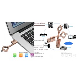 WooTeck 128GB HeartKey USB Flash Drive Metal Key Heart Data Storage