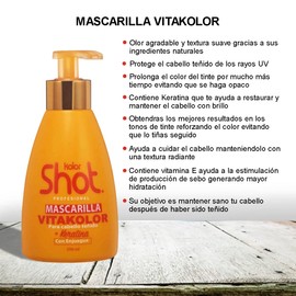Kit Kolor Shot Vitakolor Mascarilla para Cabello Teñido con Keratina + Shampoo sin Parabenos con Colágeno 250ml, Prolonga la Duración del Tinte, Nutre y Revitaliza.