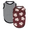 Luvable Friends Dog Pet Dog and Cats Cotton T-Shirts 2pk, Burgundy Floral Houndstooth, Large