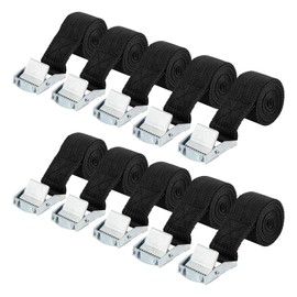 Behiruch Pack of 10 short lashing straps, 25 mm x 1 m, lashing strap with clamping lock, adjustable lashing strap, straps for attaching, lashing straps for car, bicycle, sack truck, motorcycle,