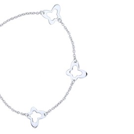 Vanbelle Sterling Silver Jewelry - Rhodium Plated with 925 Stamp - Multiple Butterfly Charm Bracelet for Women - 6.5 Inch long + 1 Inch Extender