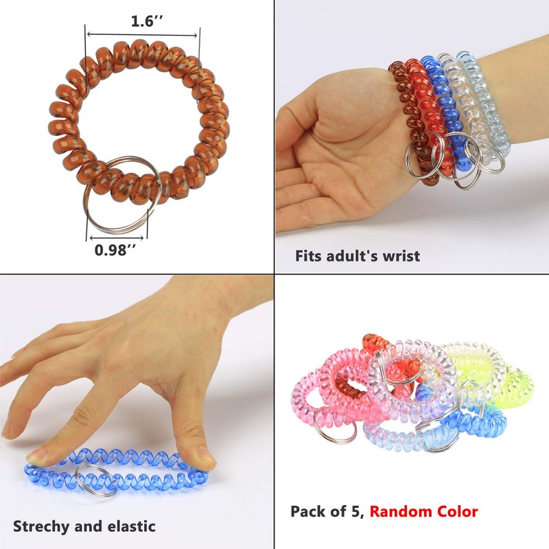 BIHRTC Pack Of 5 Colorful Spring Spiral Coil Keychain Bracelets