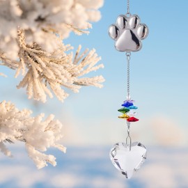 Pet Memorial Gifts Crystal Suncatcher: Dog Memorial Gifts, Loss of Dog Sympathy Gift, Pet Bereavement Ornament in Memory of Dog Cat- Paw Shape Keepsake for Dogs Puppy Passing Away Remembrance (Heart)