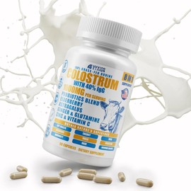 Bovine Colostrum Supplement - Colostrum 1,000mg per Serving Contain 40% IgG Immunoglobulins, 8-in-One Formula for Overall Health-Enhancing | Vegan, Non-GMO | 60 Capsules