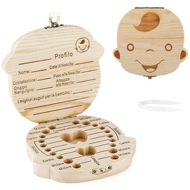 Dearope Aufbewahrungsbox für Milchzähne, aus Holz, für Kinder