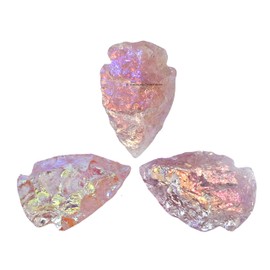 Amazing Gemstone Angel Aura Rose Quartz Arrowhead, Crystal and Healing Stone Flint Rock Arrow Head - 1" to 1.5" Arrowheads for DIY Project Craft Point Jewelry Making