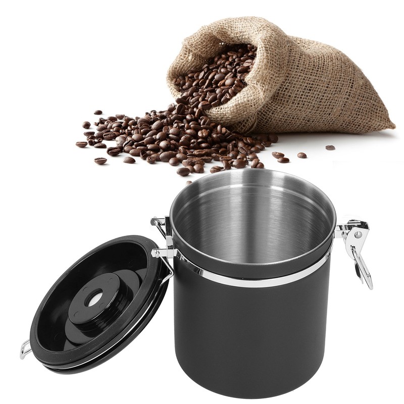 1.5L 304 Stainless Steel Coffee Beans Tea Canister Sealed Food