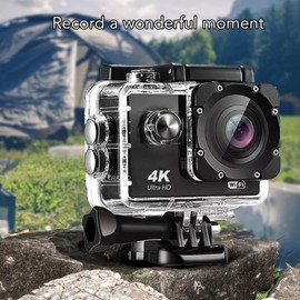 GOWENIC Cámara Web 4K HD, Cámara de Acción WiFi a Prueba de Agua hasta 30 M, Gran Angular de 170°, Pantalla de 2 Pulgadas, Vídeo de 30 FPS, Accesorio de Buceo, Compartible en Plataformas