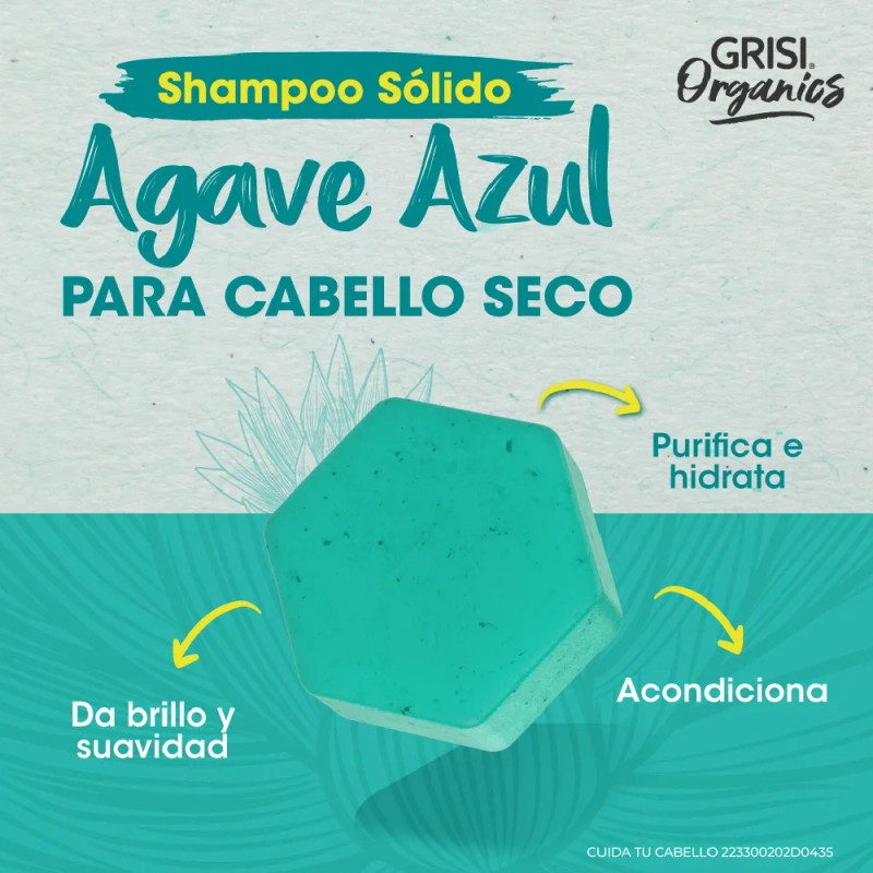 Grisi Organics, Shampoo Sólido Agave Azul, 75 Gr