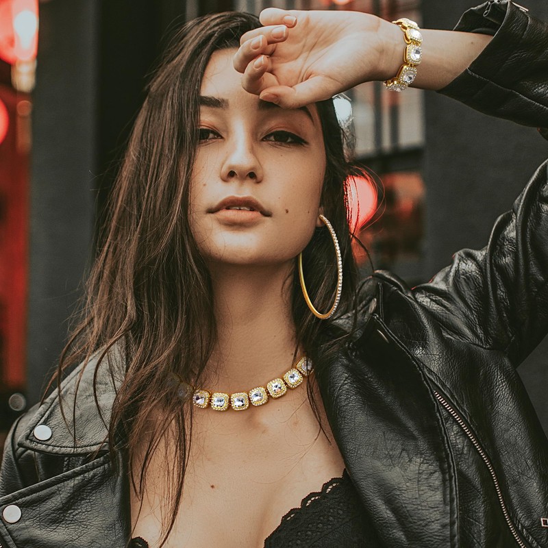 FINREZIO Cuban Link Chain Set for Women Silver Gold Thick