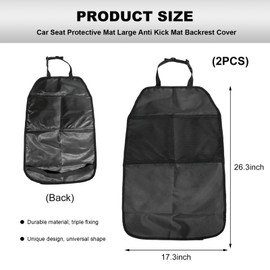 BWBWND 2PCS Back Seat Protector for Car, Extra Large Kick Mat Seat Back Cover with 2 Storage Pockets, Automotive Backseat Organizer Waterproof Protective Cover for Kids Pets