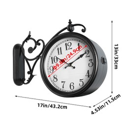 JUMBO HUMBLE Double Sided Wall Clock, European Metal Vintage Wall Clock, Large Antique Corner Wall Clocks for Garden,Indoor,Outdoor,Living Room Decor