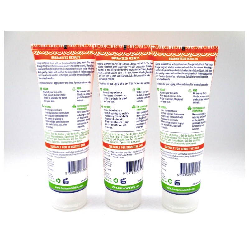 Lot/3 Human + Kind Revitalising Body Wash Orange Spa Experience