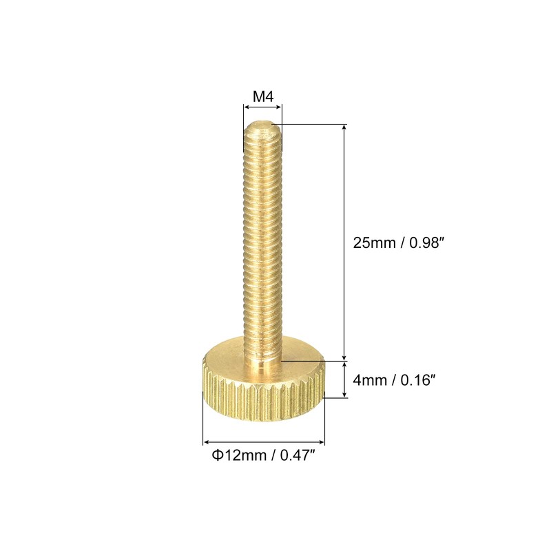 sourcing map Pack of 5 Knurled Screws M4 x 25