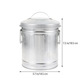 Cabilock Galvanized Trash Can Bucket with Lid Mini Desktop Wastebasket Rubbish Bin Garbage Waste Basket Vintage Farmhouse Metal Utility Pail Flower Pot Pen Pencil Holder