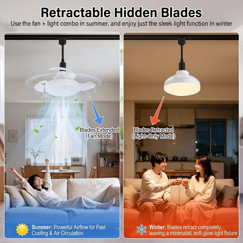 OTeedo 30W Smart Track Fans Light with Remote, Bladeless Fan