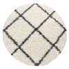 Boho Shag Rug in Cream with Modern Diamond Pattern, Scandinavian