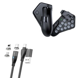 BoxWave Cable Compatible with GameSir F7 Claw Tablet - MagnetoSnap PD AllCharge Cable (100W), Magnet Charging Braided USB Type-C Micro - Jet Black