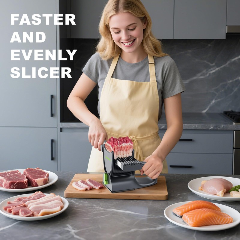 SupMaKin Fresh Meat Slicer, Thickness Adjustable 2 or 4 mm,
