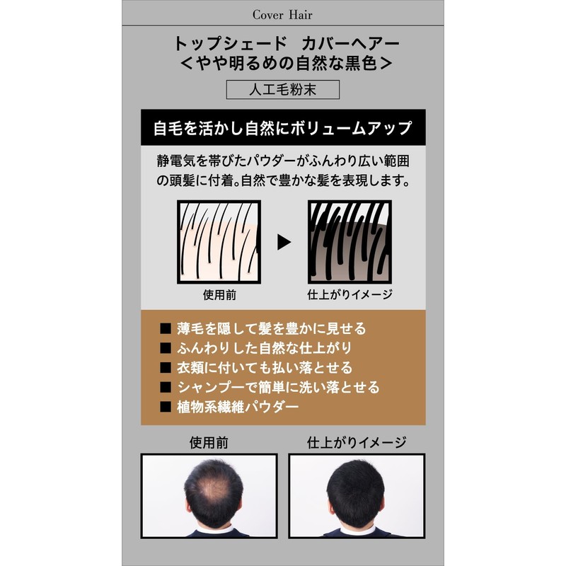Top Shade Covered Hair <Semi-Bright Natural Black> 1.2 oz (35