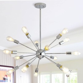 WFRDJSP Sputnik Chandeliers, 15-Light Modern Chandelier, Silver Light Fixture Mid Century Ceiling, Classic Chandelier Shades for Dining Room Kitchen Hallway Foyer and Bedroom
