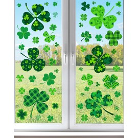 JCFIRE St Patricks Day Decorations Window Clings, 119 PCS Shamrock Stickers Decorations Reusable St Patricks Day Accessories Decor Saint Party Supplies