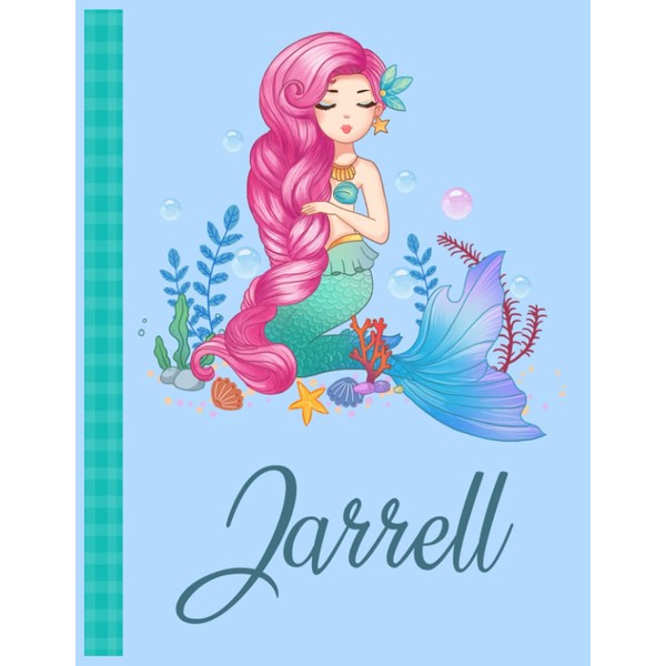 Jarrell: Personalized Mermaid Handwriting Notebook Blue Color With Blue Name