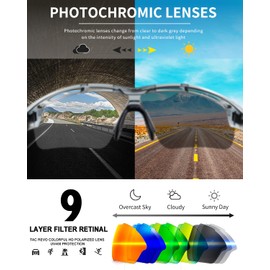 Rosemal Sports Sunglasses Polarized Cycling Sunglasses Running Driving Fishing Hiking for Men Women UV400 Photochromic