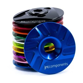 JRC Components Ahead Stem Top Cap Pathway Design | Lightweight 6061-T6 Aluminum Top Cap | Compatible with Road, Gravel & Mountain 1-1/8" Threadless Steerers (Blue)