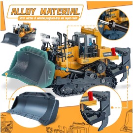 Unbranded Diecast RC Bulldozer 1/ 24 9Ch Metal Shovel/Ripper Lights Sound 2 Batteries