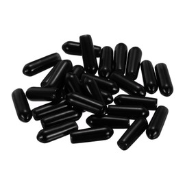 sourcing map 28Pcs Rubber End Caps, 4.5mm(3/16") ID 16mm(5/8") Height Round Screw Thread Protectors Flexible Screw Bolt Covers Caps for Metal Tube Rod Bolt, Black