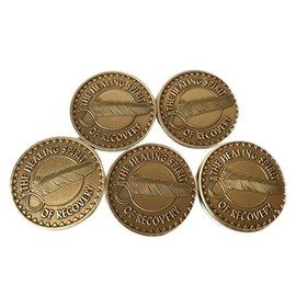 wendells Bulk Lot of 5 Healing Spirit of Recovery Great Spirit Native American AA Alcoholics Anonymous Bronze Medallion Chip Set Medallions