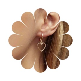 Cimenexe Bohemian Heart Dangle Earrings Gold Hollow Heart Drop Earrings Geometric Circle Hoop Earrings Minimalist Heart Circle Earrings Jewelry for Women and Girls Gifts