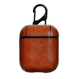Unbranded New Leather Case Cover w/Carabiner Clip COFFEE BROWN For AirPod AirPods 1 2