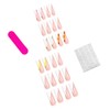 24Pcs Flower Press on Nails Long Square Fake Nails White